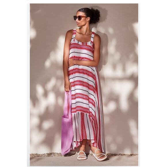 Ro's Garden Boho Flounced Cotton Maxi Dress Small - Picture 1 of 7